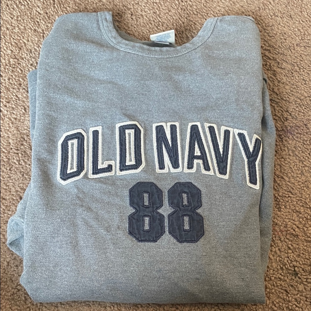 Old Navy Heather Gray Sweatshirt with Navy Accents